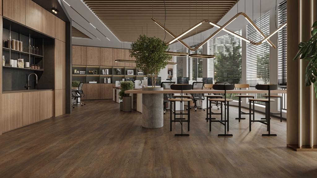 Кварцвиниловая плитка Alpine Floor клеевая Ultra Дуб Гоен ЕСО 5-45 1219,2×184,15×2 фото в интерьере